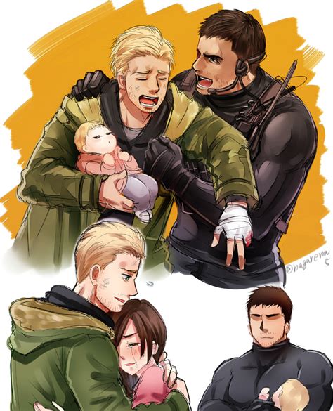 Chris Redfield Ethan Winters Mia Winters And Rosemary Winters