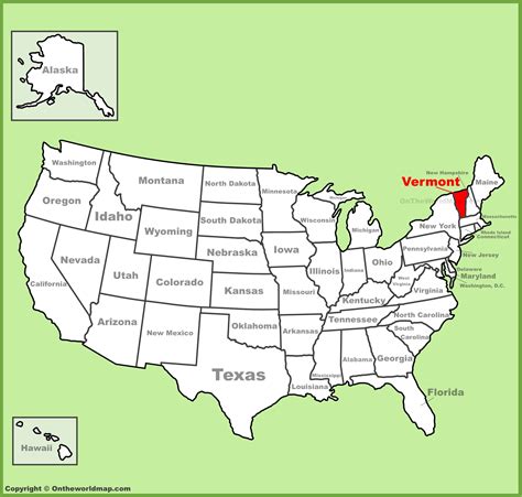 Vermont Location On The Us Map