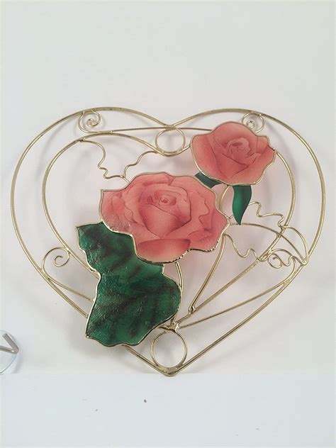 Roses Capiz Shell Suncatcher With Gold Metal Handcrafted