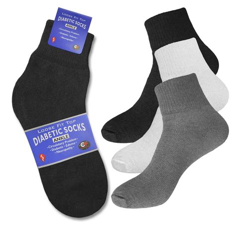 Diabetic Quarter Socks For Men Physicians Approved Loose Fit Socks Gray3 Pairs