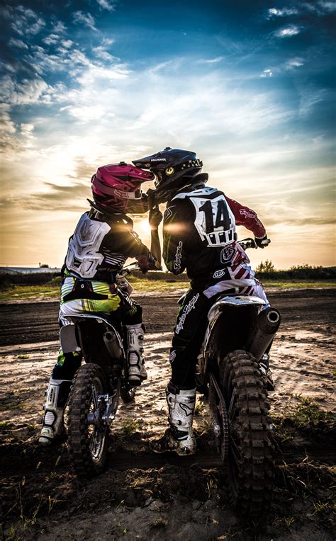 Fondos De Pantalla Motocross Beso Amor Moto Deporte Puesta De
