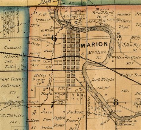 Grant County Indiana 1861 Old Wall Map Reprint With Etsy