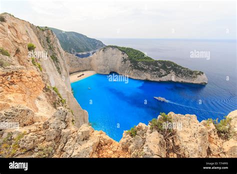 Greece Ionian Islands Zakynthos Navagio Shipwreck Beach Stock