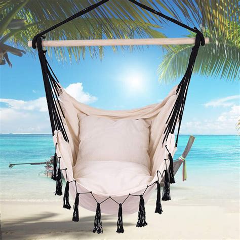 Extra Large Hammock Chair Macrame Swing With Cushions For Indoor