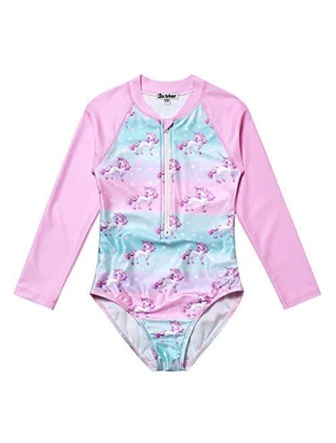 Buy Jxstar Girls Rash Guard One Piece Mermaidunicorn Swimsuit Swimwear