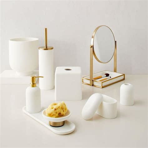 Browse our range of bathroom accessories to kit your bathroom out with all those essentials and create a stylish space. Modern Resin Stone Bathroom Accessories | west elm UK