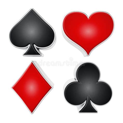 Playing Card Suits Symbols Isolated On White Background 3d