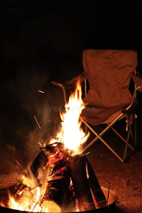 Camp Fire At Night Stock Photo Image Of Seating Campsite 12320572