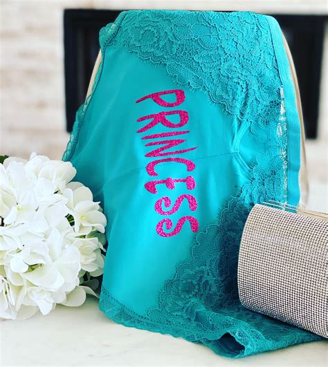 Personalized Plus Size Panty Dapper Turquoise Cheeky With Lace Fast