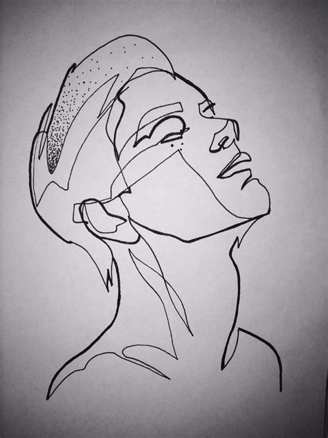 Face Single Line Continuous Line Pen Drawing Man Stippling Male