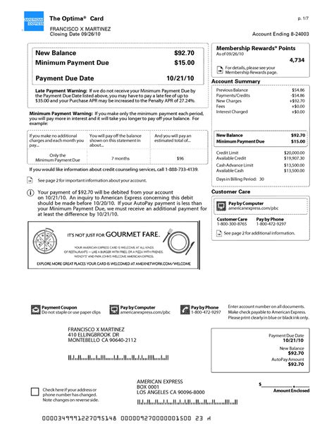 American Express Statement Sep 2010 P 1 Membership Rewards Points