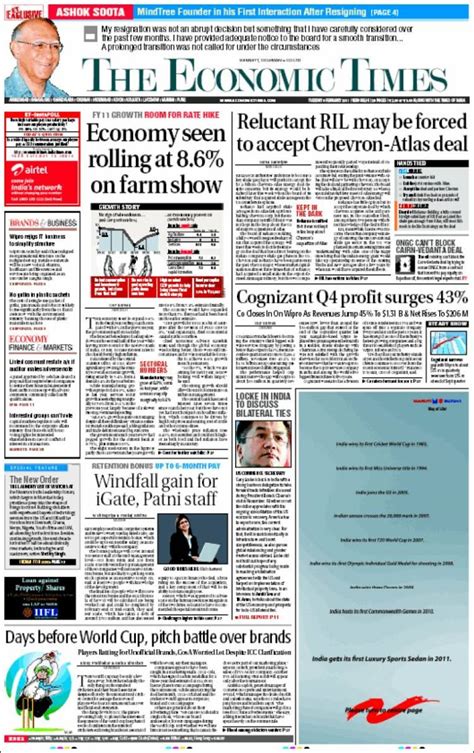 Newspaper The Economic Times India Newspapers In India Tuesdays