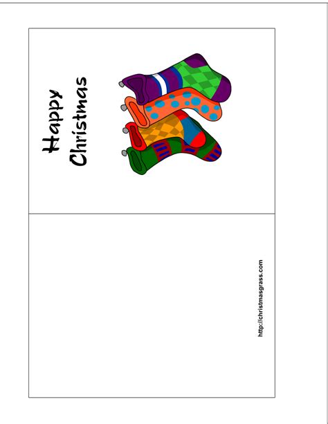 free printable holiday greeting card with stockings