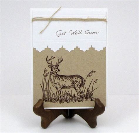 Get Well Deer Card Deer Buck Kraft And White Handmade Greeting