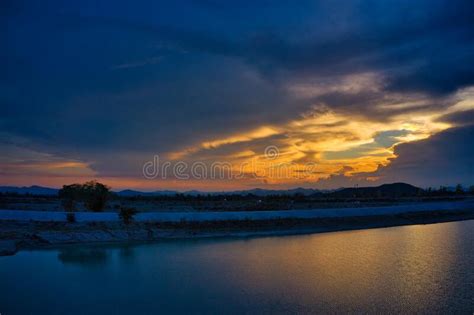 Reservoir And Hills Of Hua Hin At A Sunset Stock Image Image Of