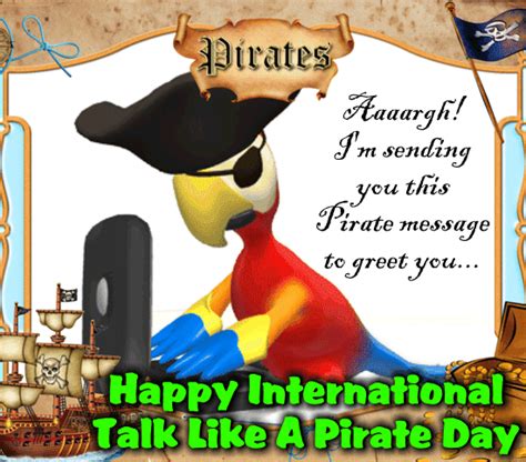 Parrot Talks Like A Pirate Free Intl Talk Like A Pirate Day Ecards