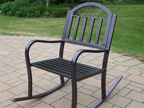 Wrought iron outdoor furniture is very easy to maintain, keep your iron patio furniture clean and store inside during the harsh winter months if you can. 15 Photos Wrought Iron Patio Rocking Chairs