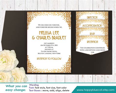 Diy Printable Pocket Wedding Invitation Template Set