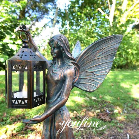 Exquisite Bronze Elf Garden Statues With Lantern Youfine Sculpture