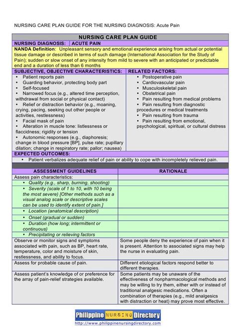 Nursing Care Plan Ncp Guide For The Nursing Diagnosis Acute Pain