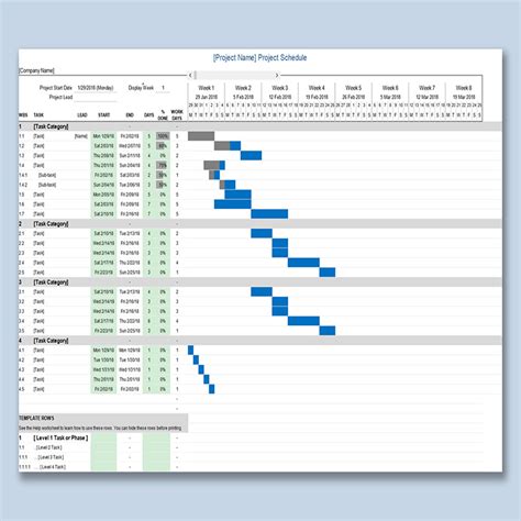 Gantt Chart Project Plan Excel Template Screenshot