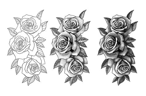 Three Roses Tattoo Drawing