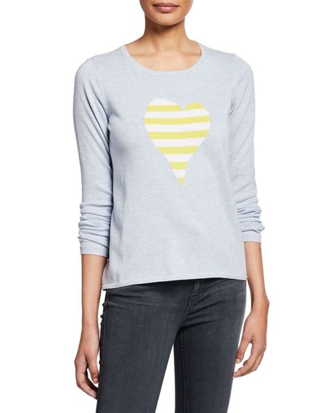 Lisa Todd Fool For Love Striped Heart Long Sleeve Cotton Sweater In Blue Oasis Modesens Lisa