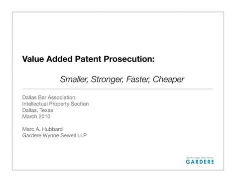 Value Added Patent Prosecution Strategies Ppt