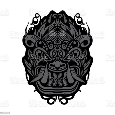 Traditional Balinese Barong Mask Stock Illustration Download Image