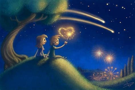 Watching Flying Stars Cartoon Illustration Via Facebook