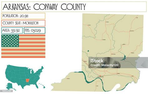 Map Of Conway County In Arkansas Usa Stock Illustration Download