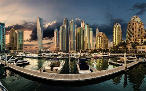 United Arab Emirates Dubai Marina Sunset City Landscape