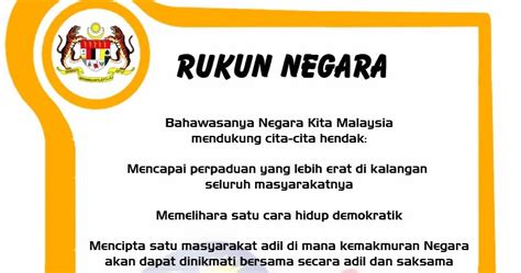 The rukun negara was inaugurated as a national. SK TAMAN KOTA JAYA: Rukun Negara