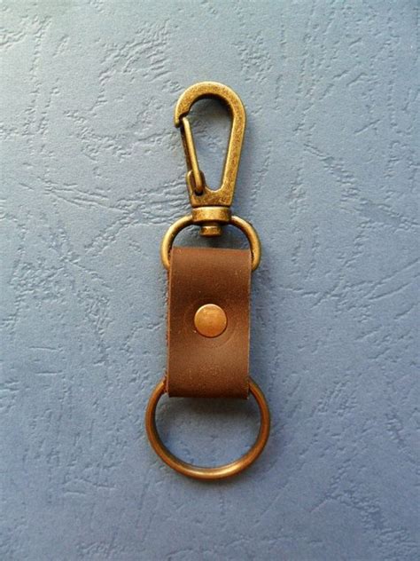 Minimalist Key Fob Crazy Horse Leather Brown Leather Keychain Etsy In
