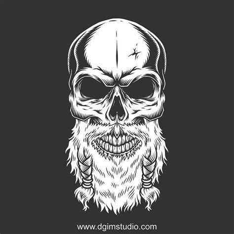 Pin By Shahin On Skull Art Skull Beard Viking Skull Art Bearded