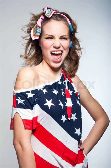 cute american girl stock image colourbox