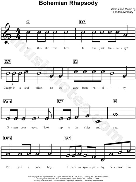 2 9 play_arrow pause lock whole song Print and download Bohemian Rhapsody sheet music by Queen ...