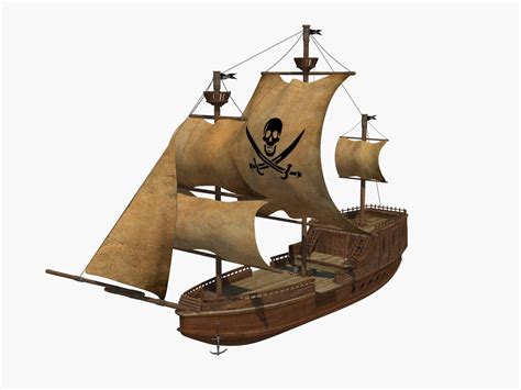 Low Poly Pirate Ship Free 3d Model 3ds Sldprt Free3d