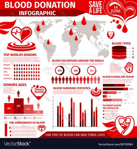 Blood Donation Infographic With Chart And Graph Vector Image
