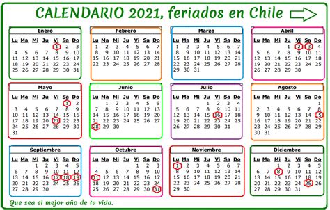Calendarios Feriados 2022 Chile