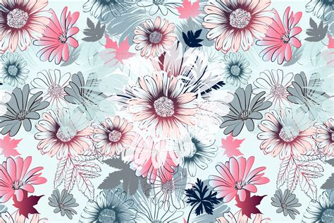 Beautiful Floral Vector Pattern With Hand Drawn Flowers