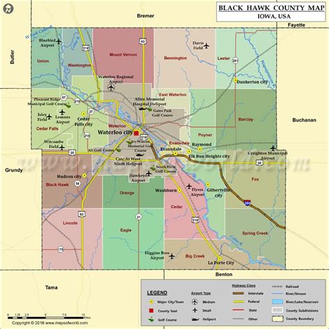 Black Hawk County Iowa Map Candie Virginia