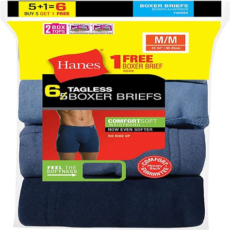 Hanes Hanes Mens Tagless Boxer Briefs With Waistband 6 Pack Style