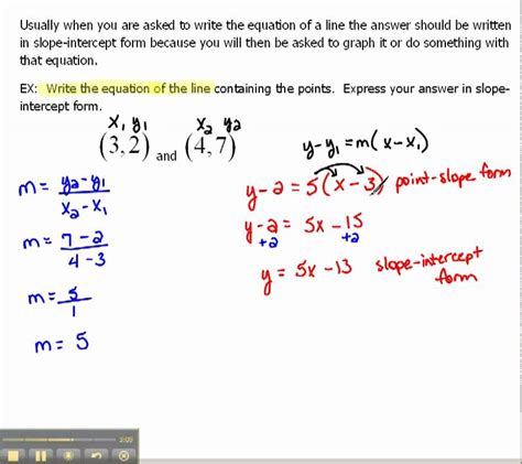 Write An Equation Of A Line In Slope Intercept Form 16