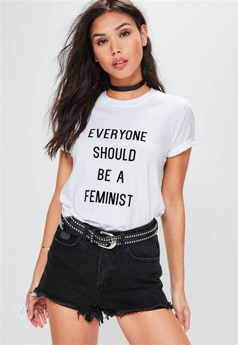 Le T Shirt à Message Womens Tops Women Long Sleeve Feminist Slogan