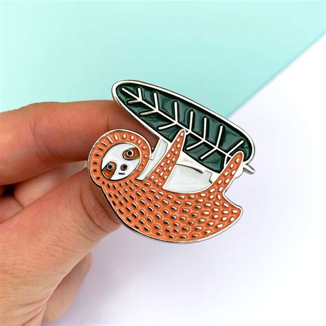 Sloth Enamel Pin Lapel Pin Animal Pin Badge Sloth T Etsy