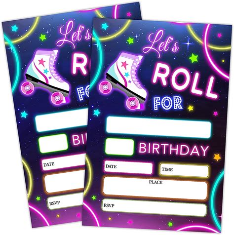 Roller Skating Birthday Invitation Cards Lets Roller