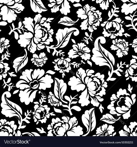 White Rose Seamless Pattern Retro Floral Texture Vector Image