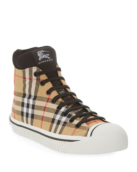 Burberry Mens Kilbourne Signature Check High Top Sneakers Neiman Marcus