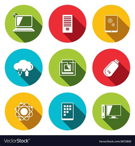 Exchange Of Information Technology Flat Icons Set Vector Image
